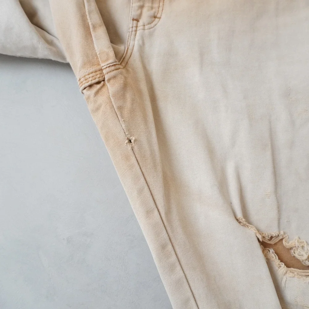 Vintage Dickies Carpenter Pants 32x32 Mens Tan Thrashed Distressed Sun Faded
